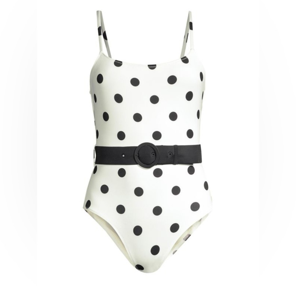 SOLID AND STRIPED The Nina Belted Polka Dot One-Piece Swimsuit